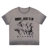 Bravest Studios Horses Vintage Tee Grey