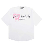 Palm Angels Heart Sprayed Logo Tee White/Pink