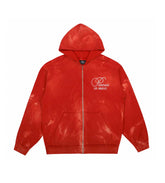 Pieces Sun Faded Zip Up Sweatshirt Lava Red