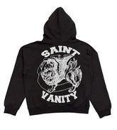 Saint Vanity Oreo VVS Rhinestone Zip Up Hoodie Black