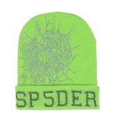 Sp5der Web Rhinestone Beanie Green