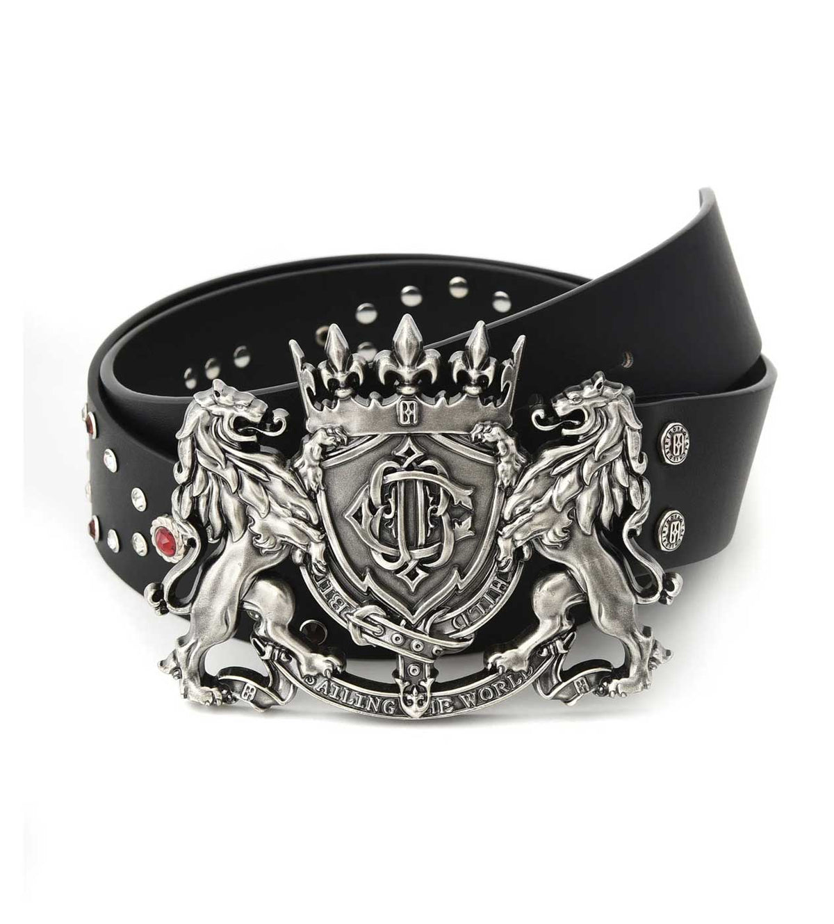 Birth of Royal Child Lion Metal Leather Belt Black