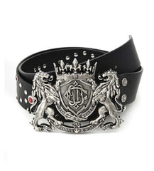 Birth of Royal Child Lion Metal Leather Belt Black