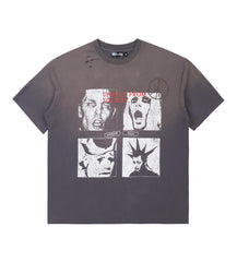 Boredom Kills Scream Studded Tee Grey