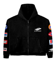 Bottega Desires Patches Zip Up Hoodie Black