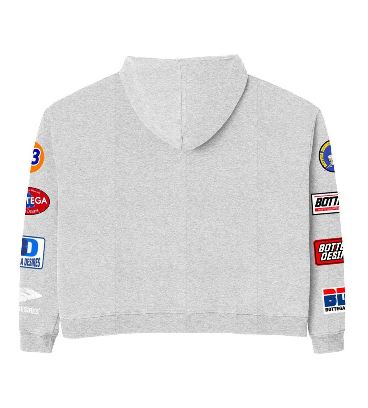 Bottega Desires Patches Zip Up Hoodie Grey