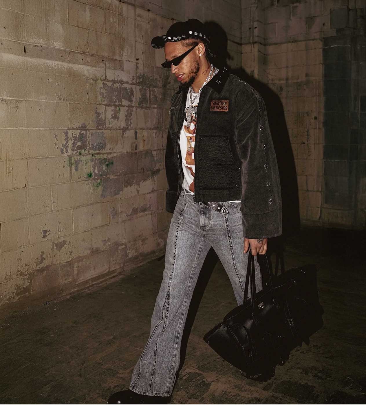 Matiere De Desirs Cropped Studded Work Jacket Black