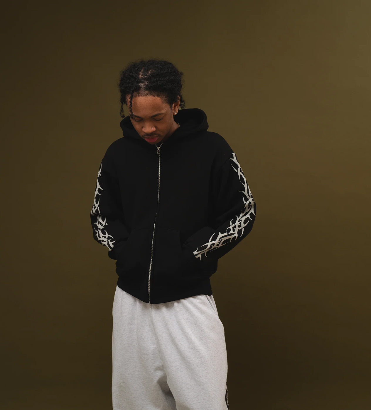 Bravest Studios Tribal Zip Up Hoodie Black