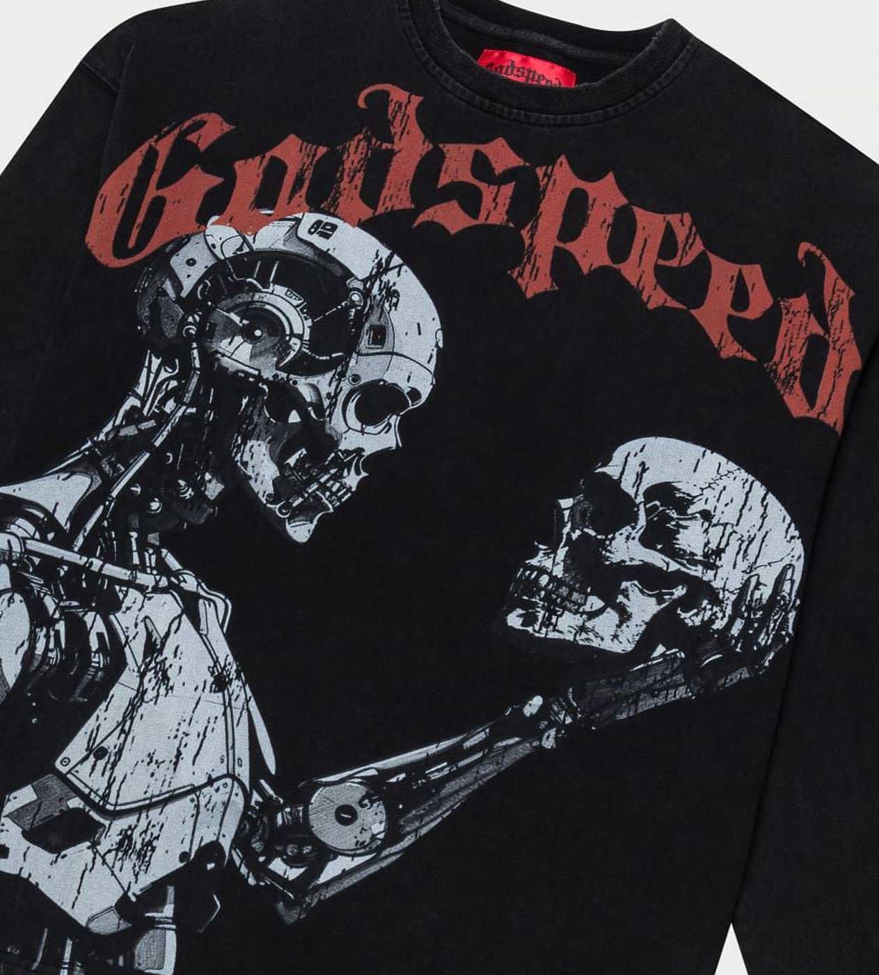Godspeed Human Vs AI III L/S Tee Washed Black