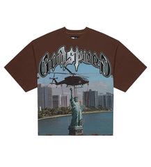 Godspeed JFK to MIA Tee Mocha