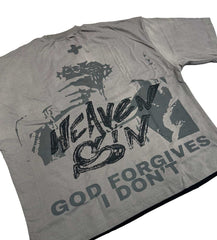 Heaven Sin Forgive Me Crop Tee Grey