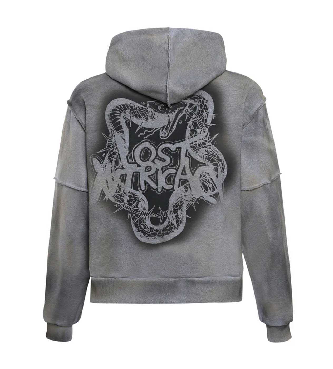 Lost Intricacy Grey Grunge Rhinestone Zip Up