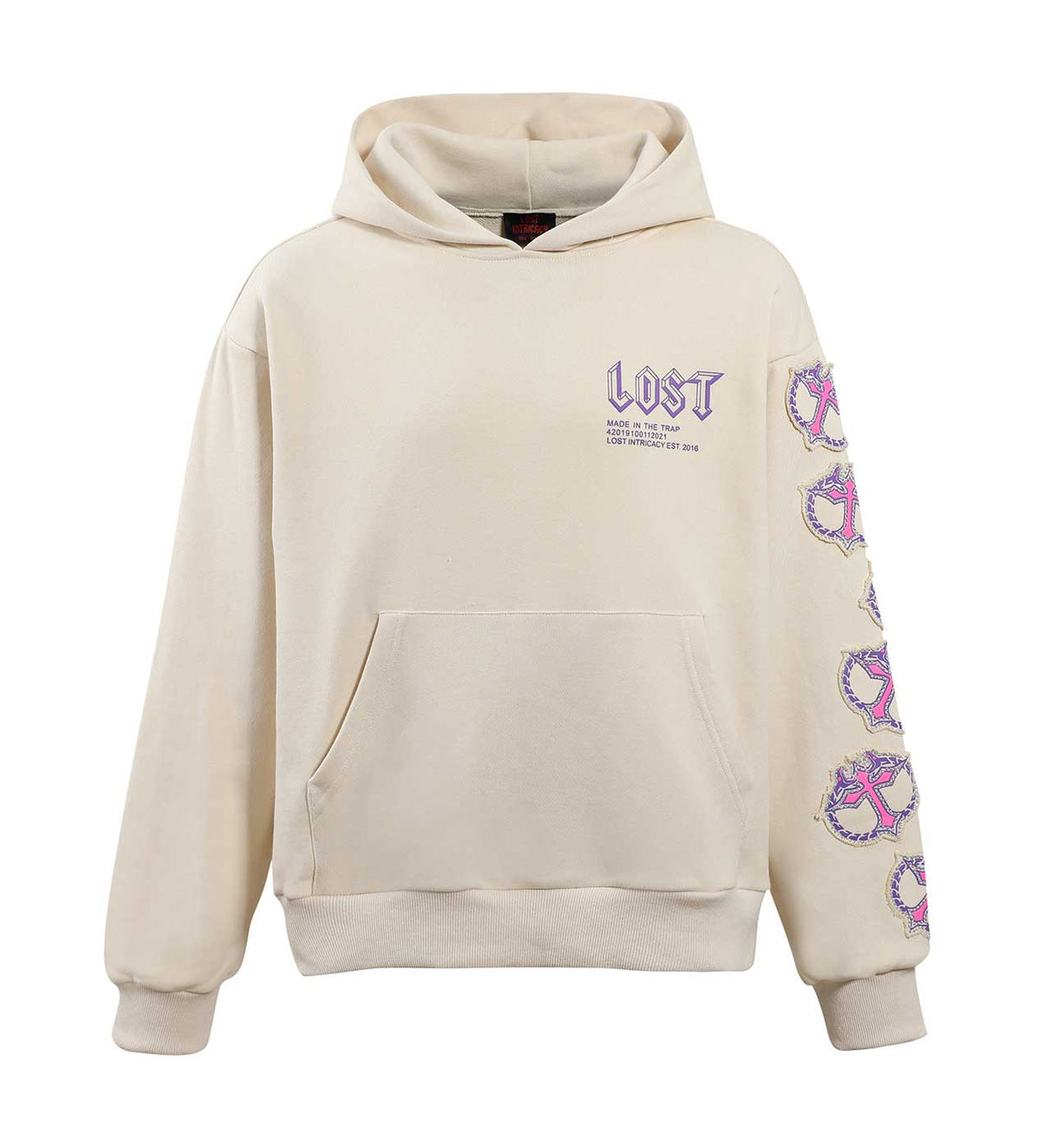 Lost Intricacy Mitt Hoodie Cream/Pink