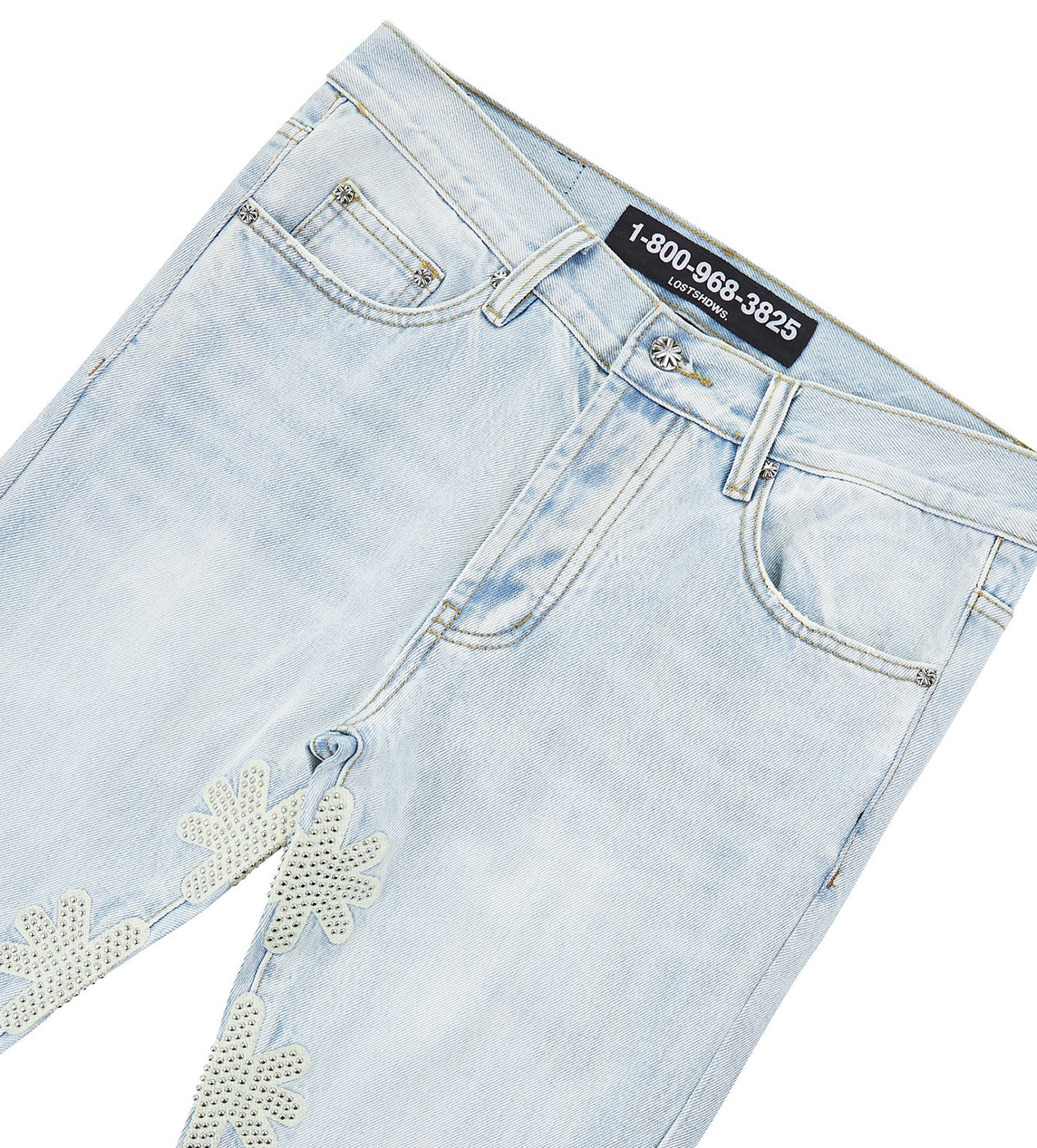 Lost Shdws Studded Denim Pants Blue/Bone