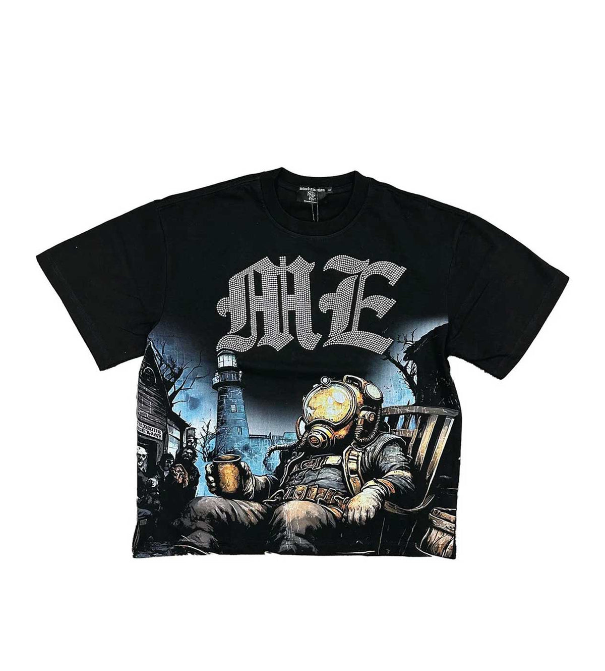 Mixed Emotions Astronaut Rhinestone Tee Black