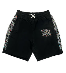 Mixed Emotion Rhinestone Nylon Shorts Black