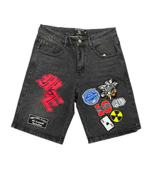 Mixed Emotions Danger Patch Shorts Black