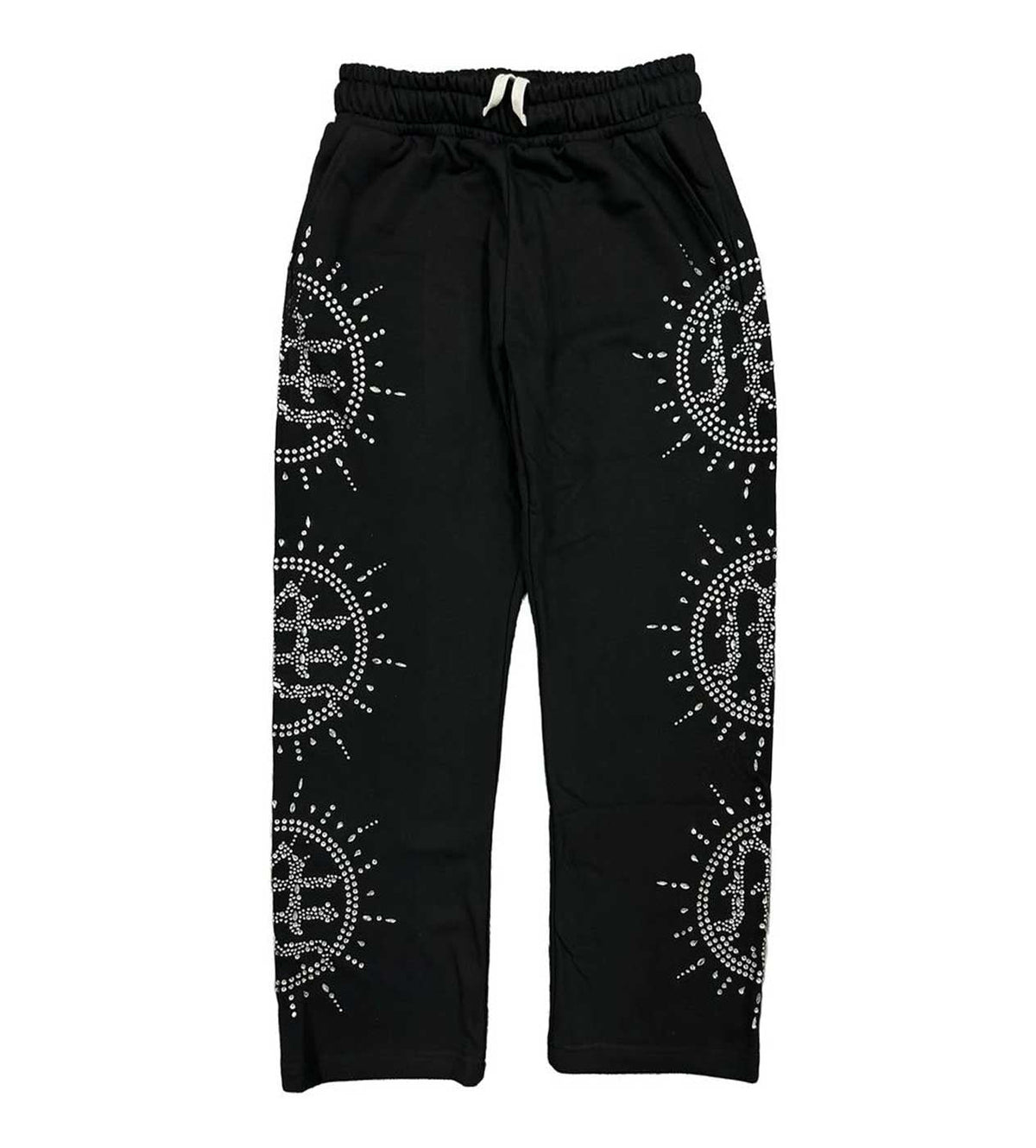 Mixed Emotions Eclipse Rhinestone Sweatpants Black