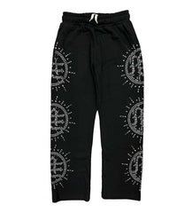 Mixed Emotions Eclipse Rhinestone Sweatpants Black
