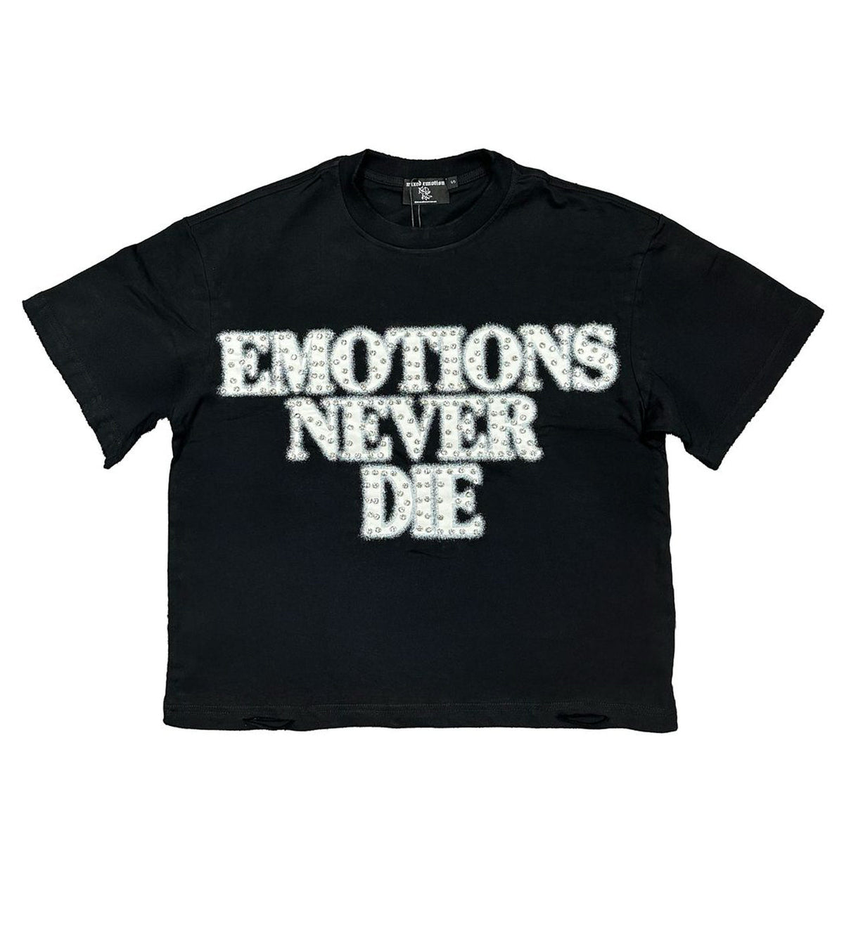 Mixed Emotions End Rhinestone Tee Black