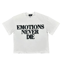 Mixed Emotions End Rhinestone Tee White