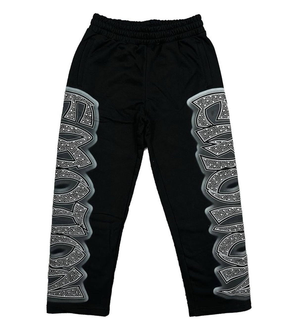 Mixed Emotions Midnight Rhinestone Sweatpants Black
