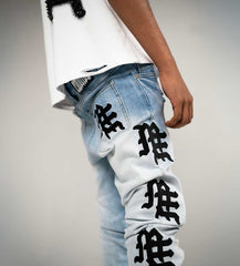 Mixed Emotions Monogram Denim Light Blue Wash (Blue/Black)