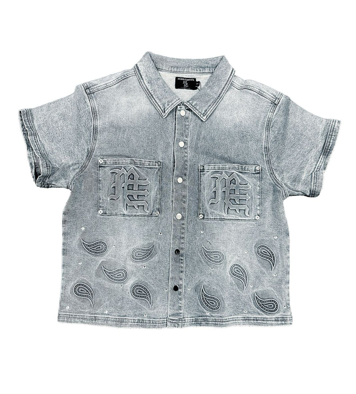 Mixed Emotions Paisley Denim Shirt Blue