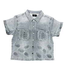 Mixed Emotions Paisley Denim Shirt Blue