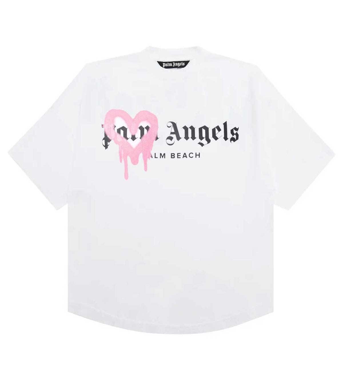 Palm Angels Heart Sprayed Logo Tee White/Pink