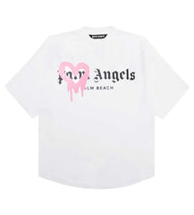 Palm Angels Heart Sprayed Logo Tee White/Pink