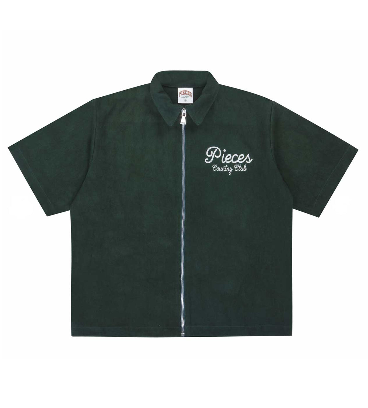 Pieces Country Club Zip-Up Shirt Forrest Green