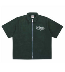 Pieces Country Club Zip-Up Shirt Forrest Green