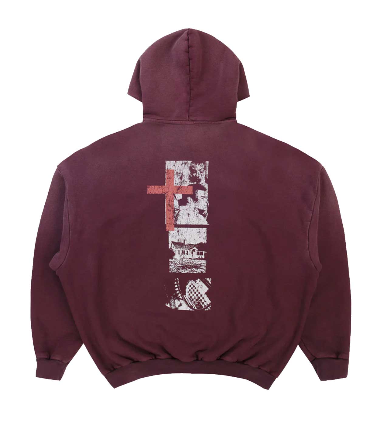 Pieces Inhumane Half Zip Sweatshirt Maroon