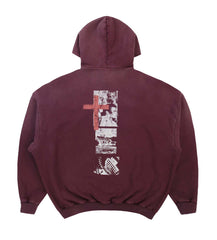 Pieces Inhumane Half Zip Sweatshirt Maroon