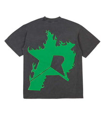 Pieces Star Flames Tee Washed Black Green
