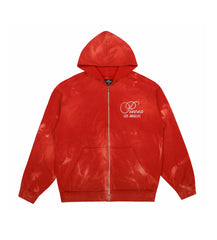 Pieces Sun Faded Zip Up Sweatshirt Lava Red