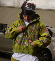 Righteous Risen King Zip Up Hoodie Green