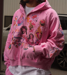 Righteous Risen King Zip Up Hoodie Pink
