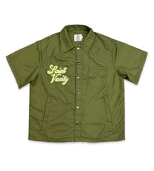 Saint Vanity Nylon Button Zip Up Tee Olive