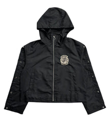 Saint Vanity Nylon Long Sleeve Zip Up Hoodie Black