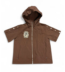 Saint Vanity Nylon Short Sleeve Zip Up Hoodie Brown