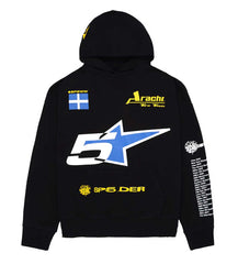 Sp5der Pit Crew Oversized Hoodie Black