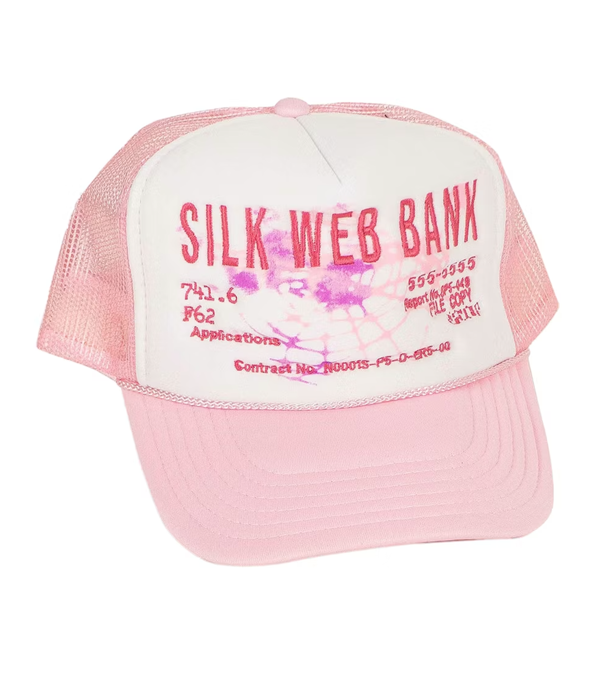 Sp5der Worldwide Silk Web Bank Trucker Hat White/Pink