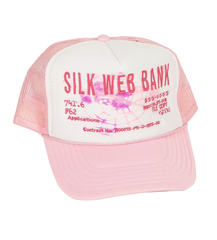 Sp5der Worldwide Silk Web Bank Trucker Hat White/Pink