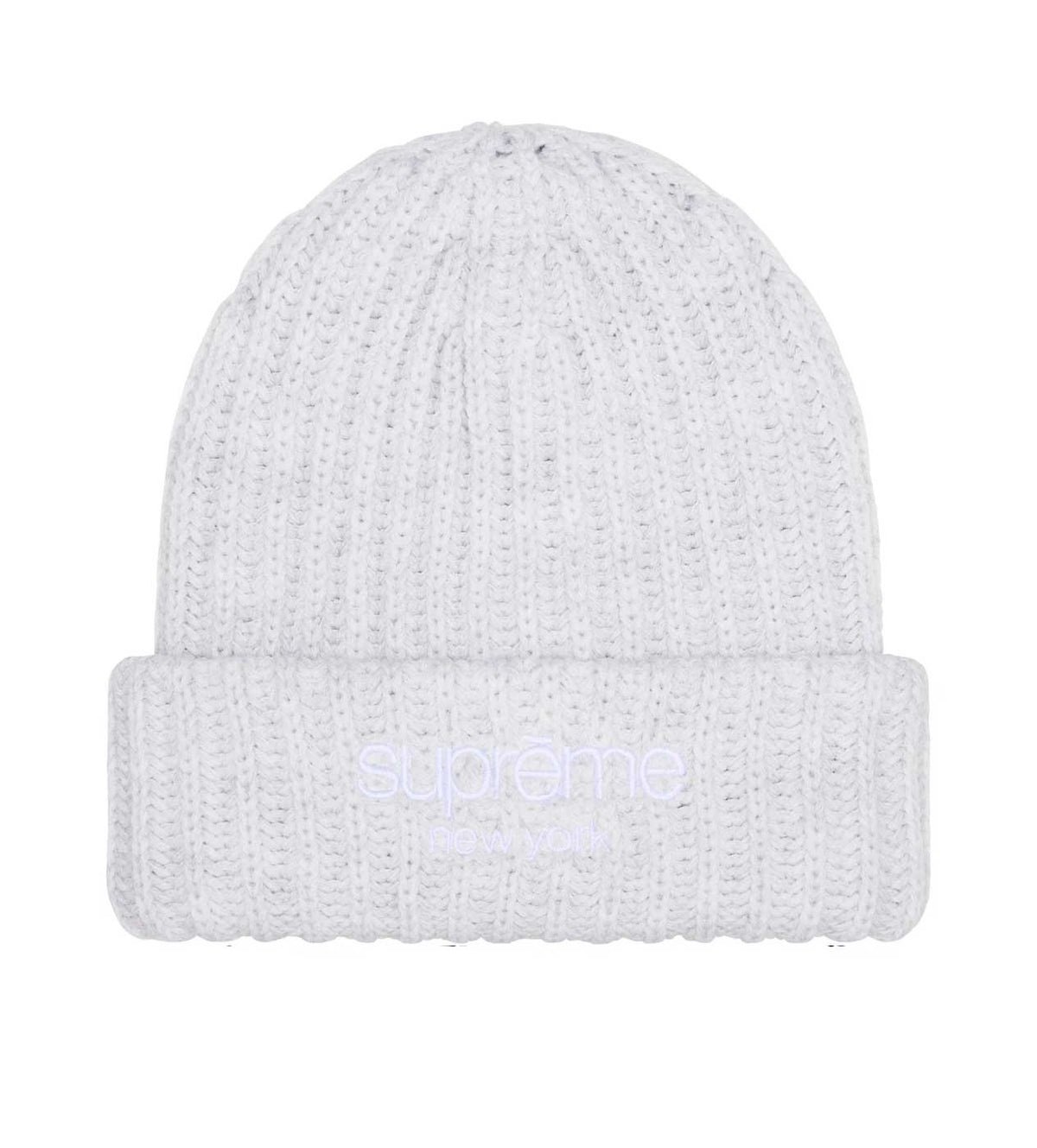 Supreme Chunky Rib Classic Logo Beanie Ash Grey