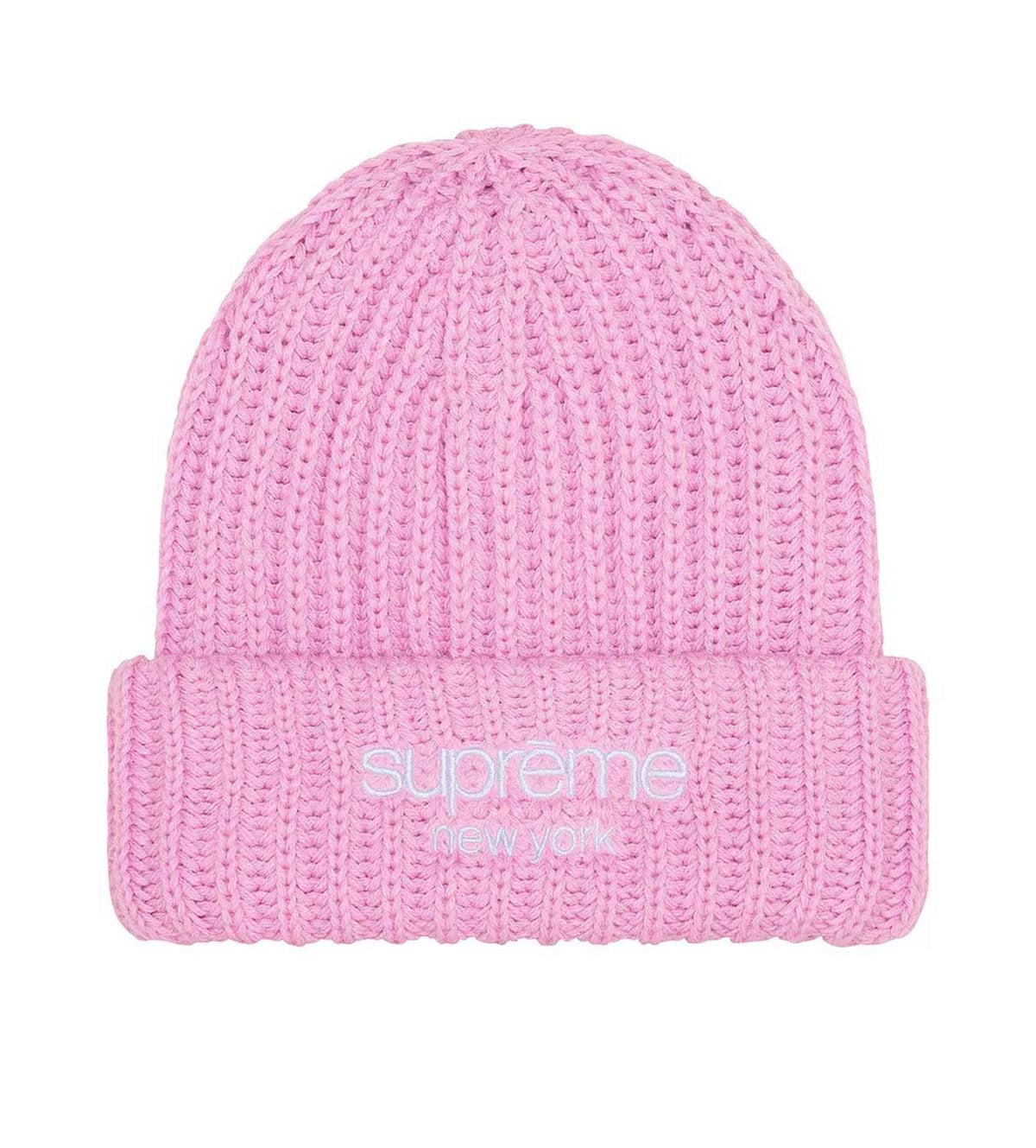 Supreme Chunky Rib Classic Logo Beanie Pink