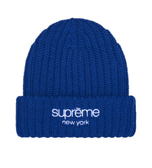 Supreme Chunky Rib Classic Logo Beanie Royal Blue