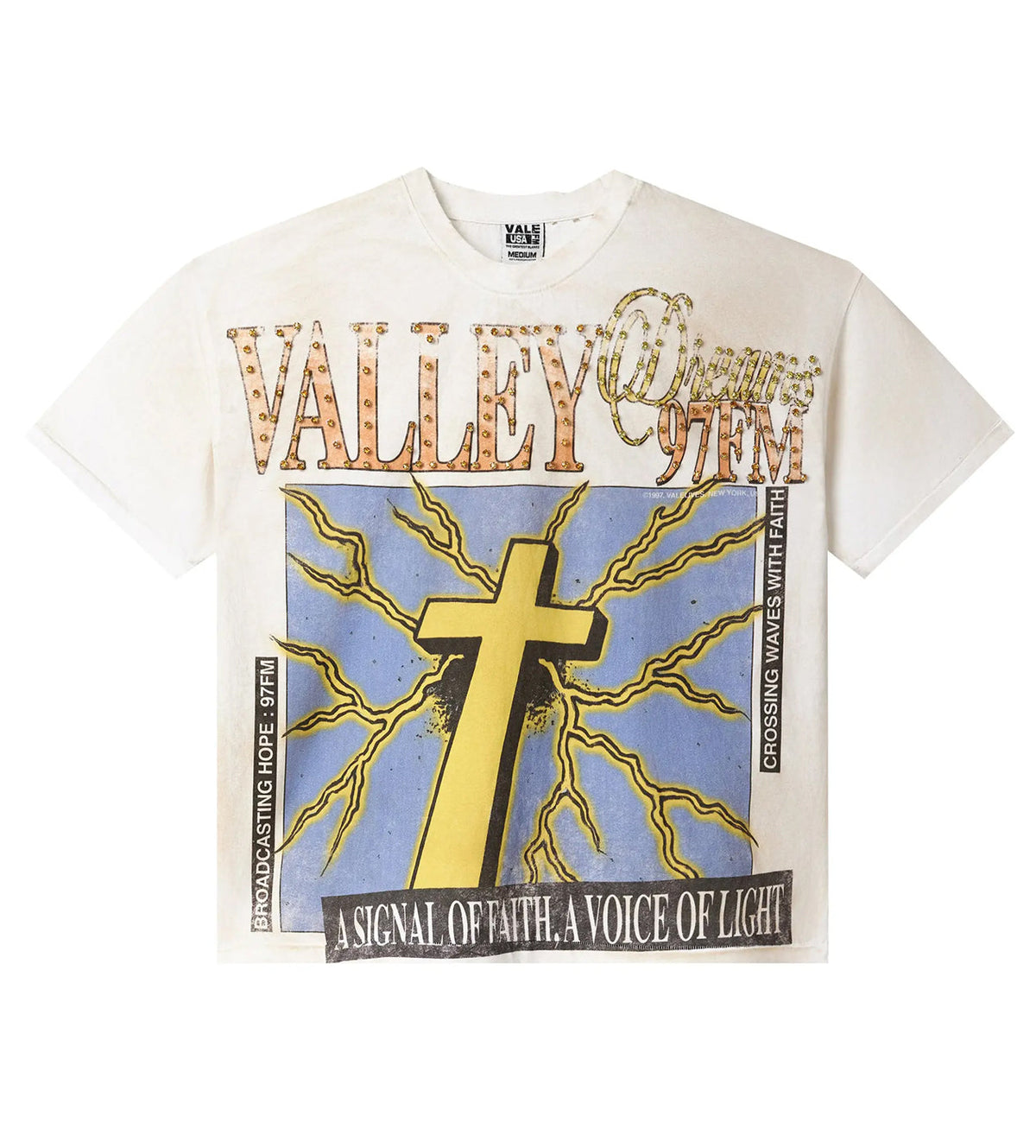 Vale Forever Thunder Cross Bling Tee Cream