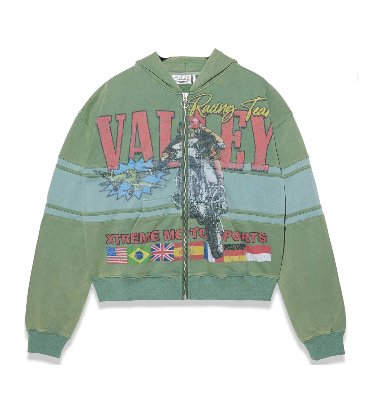 Vale Forever Xtreme Motocross Zip Up Hoodie Green